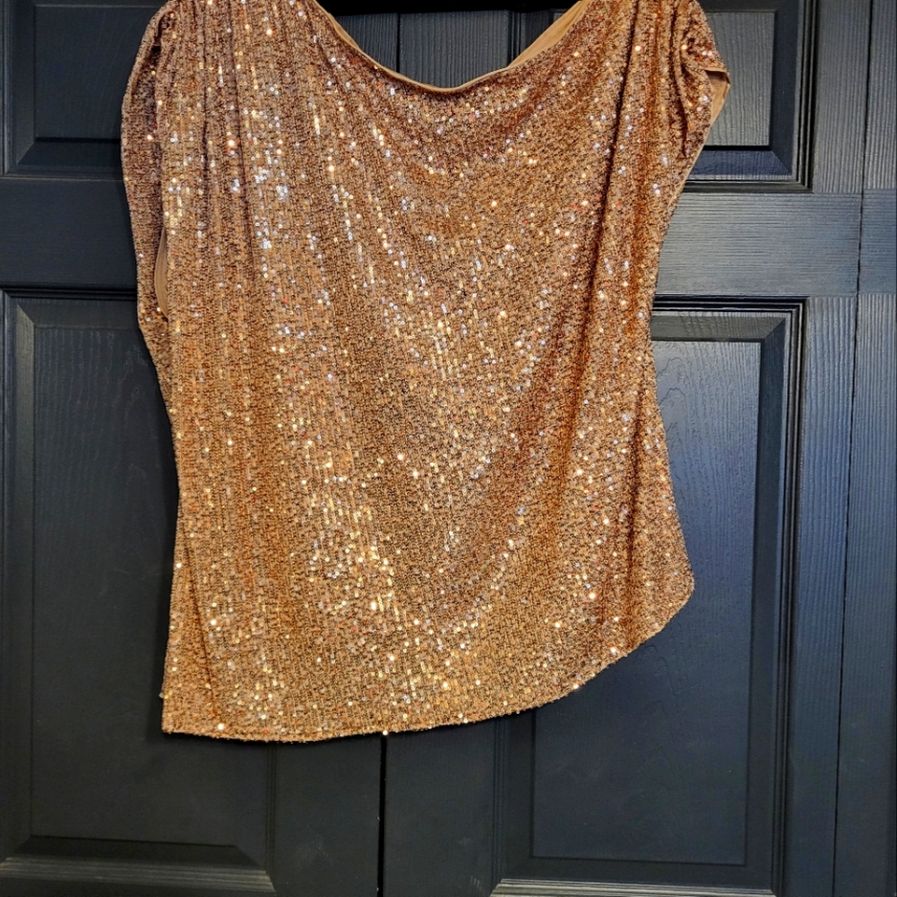 Blush sequin off the shoulder top.